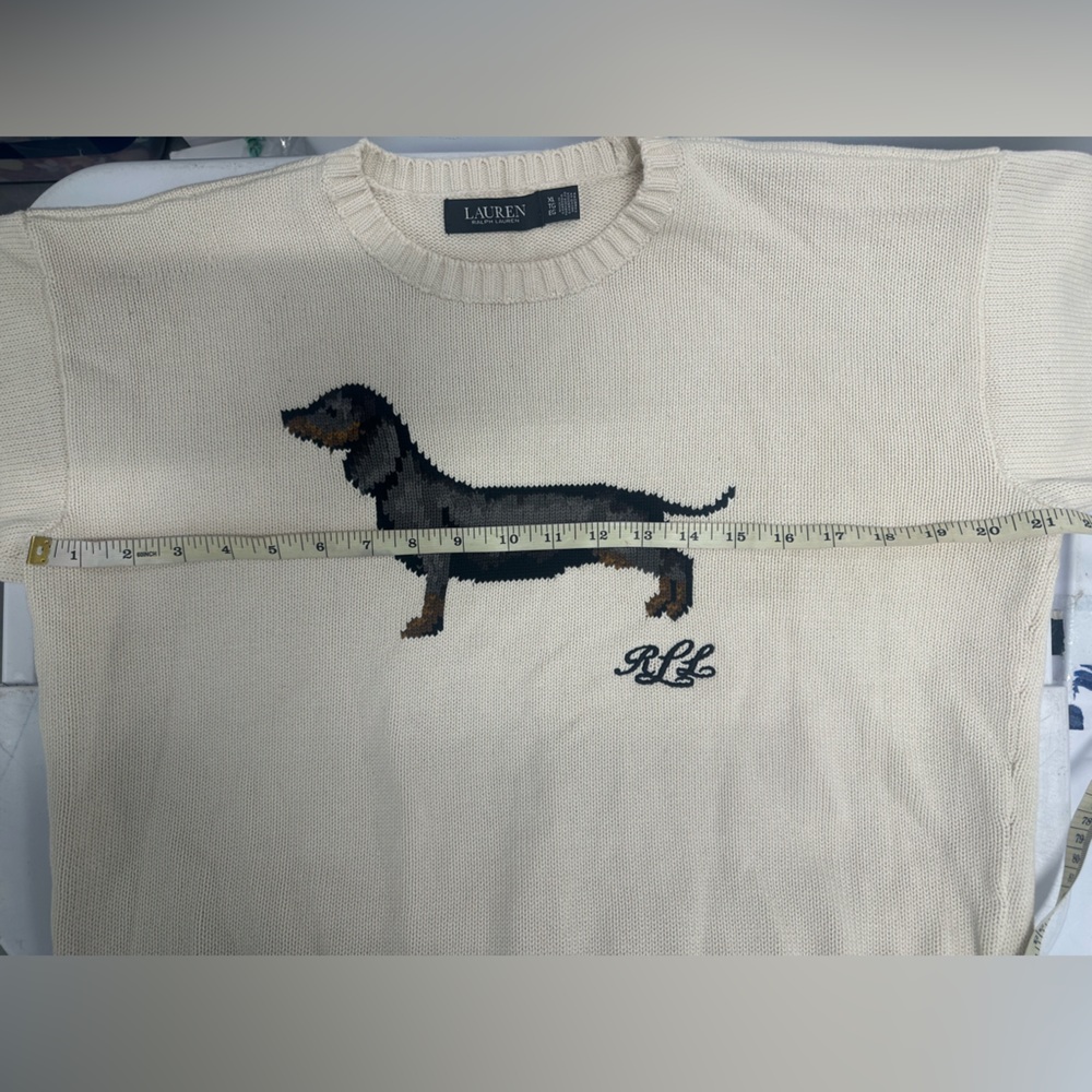 NWOT Ralph Lauren Cream Crewneck Sweater with Dachshund Intarsia - Picture 7 of 7